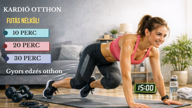 Kardió otthon futás nélkül: 3 edzés 10, 20 és 30 percre + hogyan tartsd a tempót