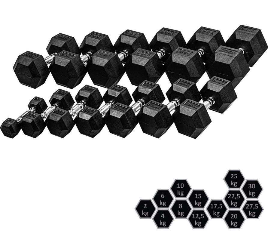 MOVIT Egykezes súlyzó szett hatszögletes 27,5 kg