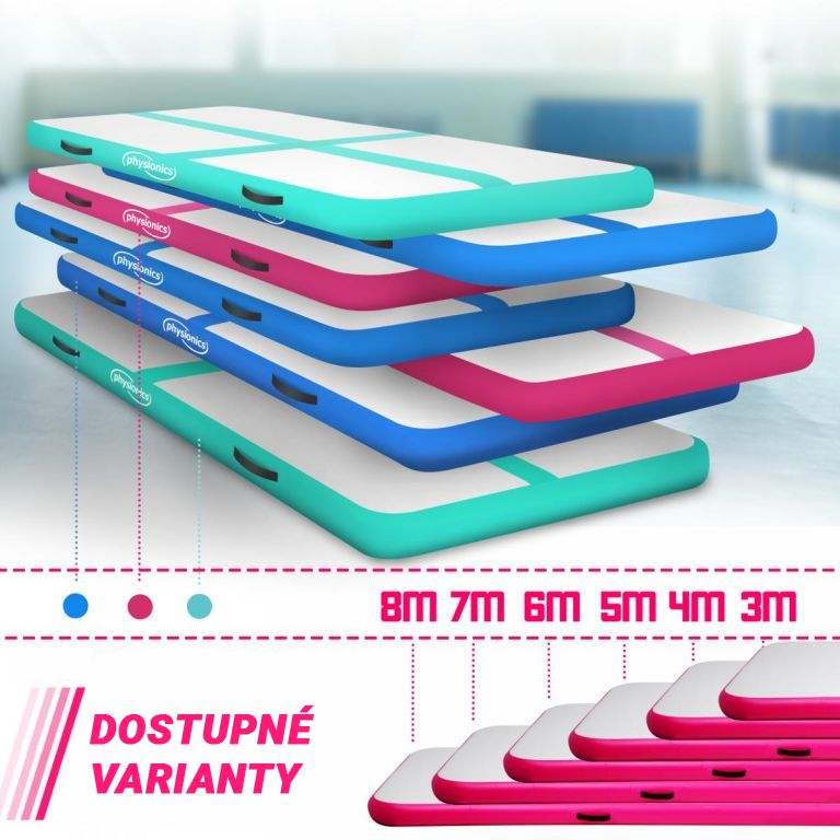 PHYSIONICS Felfújható tornaszőnyeg Airtrack rózsaszín 700 cm
