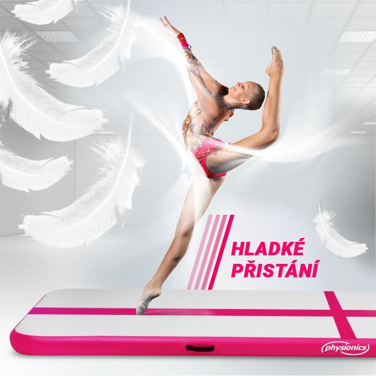 PHYSIONICS Felfújható tornaszőnyeg Airtrack rózsaszín 700 cm