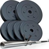 Súlyzókészlet 20 kg 140 cm rúd műanyag tárcsák rugós zár