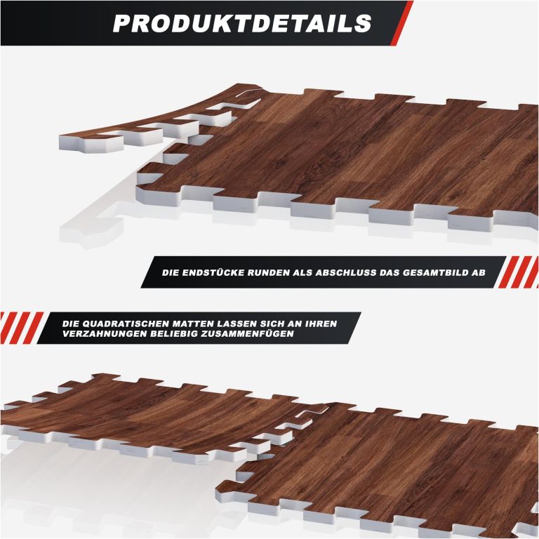 Gorilla Sports Védőszőnyeg szett sötét fa 18 db