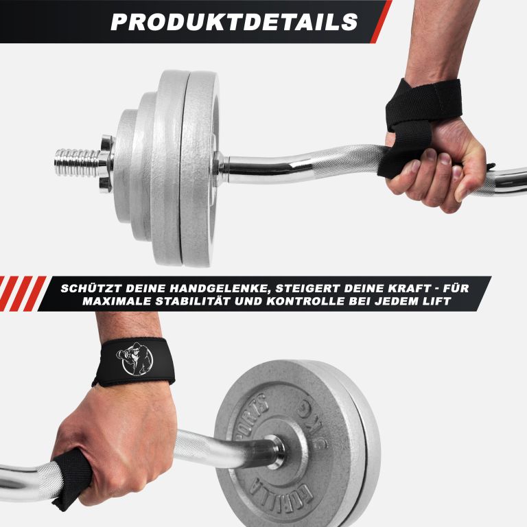 Gorilla Sports Csúszásgátló és párnázott húzódzkodók fekete