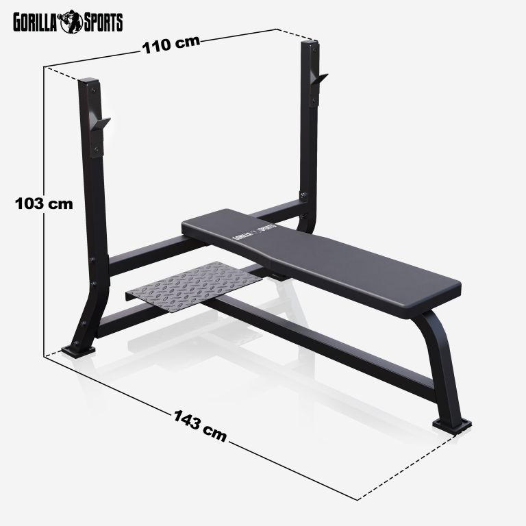 Fekvenyomó pad Gorilla Sports  széles tárolóállvánnyal