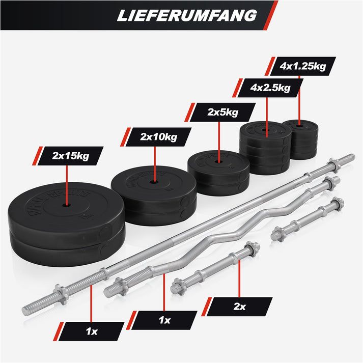 Gorilla Sports Súlyemelő pad + 100 kg-os szett fekete