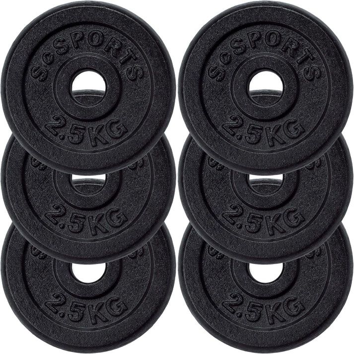 Súlytárcsa szett 6 × 2,5 kg öntöttvas 30 mm