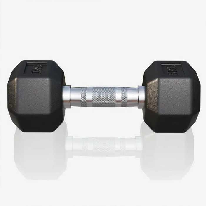 Gorilla Sports Hatszögletű gumírozott súlyzó 6 kg