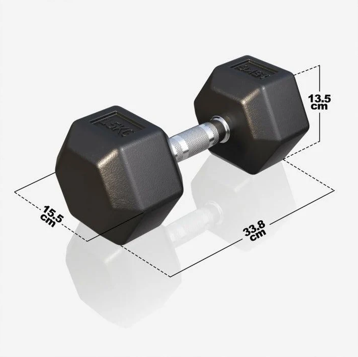Gorilla Sports Hatszögletű gumírozott súlyzó 15 kg