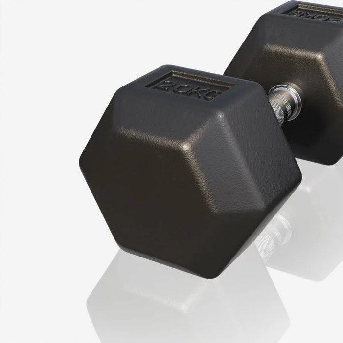 Gorilla Sports Hatszögletű gumírozott súlyzó 20 kg