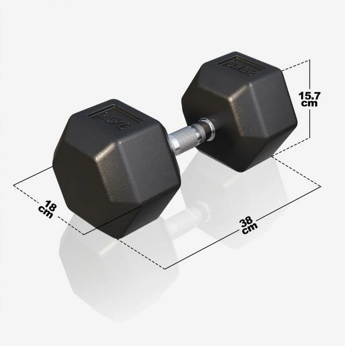 Gorilla Sports Hatszögletű gumírozott súlyzó 25 kg