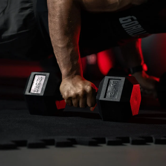 Gorilla Sports Hatszögletű gumírozott súlyzó 40 kg