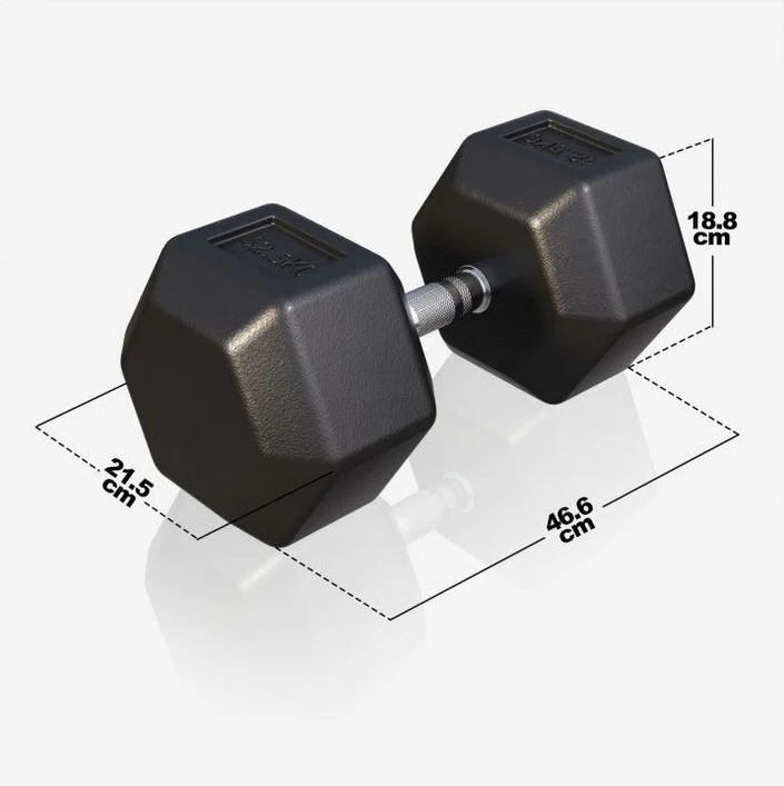 Gorilla Sports Hatszögletű gumírozott súlyzó 42,5  kg