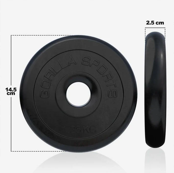 Gorilla Sports Súlyzótárcsa 1,25 kg öntöttvas gumírozott