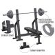 Súlyzós pad olimpiai rúddal és tárcsákkal 130 kg
