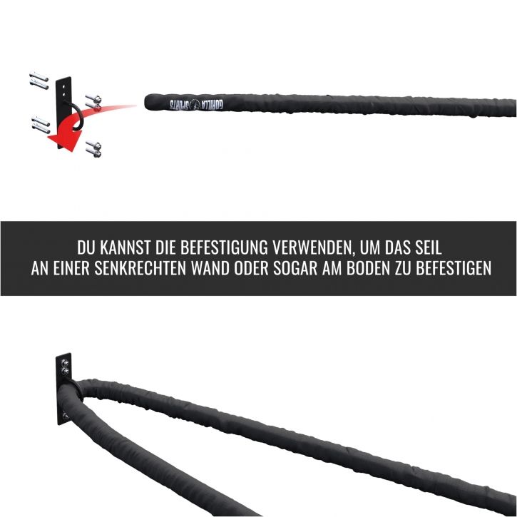 Gorilla Sports Erősítő kötél tartóval 9 m x 3,8 cm