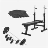 Gorilla Sports Fitnesz szett: pad súlyzó 100 kg szőnyeg